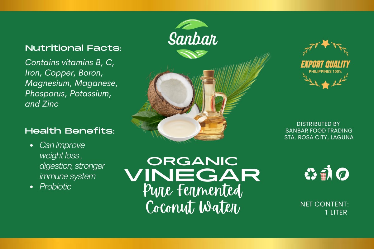 PURE ORGANIC COCONUT WATER FERMENTED VINEGAR from Philippines